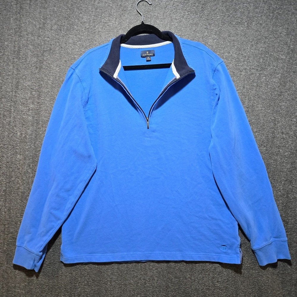 Brooks‎ Brothers Blue 1/4 Zip Mock Neck Sweater Men's XL Preppy